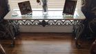 Marbltop/ wrought iron sofa table
