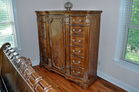 Ornate oak chest w/ center armoire