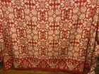 ANTIQUE HAND SEWN RED & WHITE COVERLET