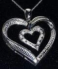 sterling & diamonds heart necklace 18"