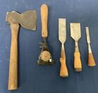 Lot# 434 - lot of 5 Chisels, Ax, Stanley