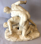 224. Wrestlers alabaster/marble as is