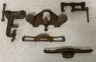 Lot# 454 - lot of 5 Drawknives, Clamps, 