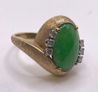 128 14k ring with jade and 6 diamonds