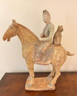 106. Antq ptd pottery tang horse TL test