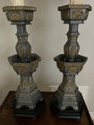 296. Pair ornate pewter lamps