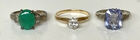 429. 3 Gold rings 1 w/solitaire diamond