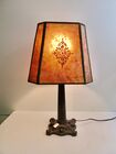 Vintage Mahogany Lamp With Mica shade