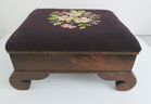 Antique Floral Needlepoint Stool