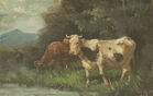 ANTIQUE OIL PAINTING OF COWS