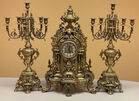 397. 3 pc Brass Garniture clock set