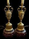422. French gilt bronze lamps
