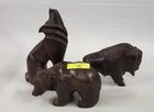 GROUP OF 3- CARVED EBONY ANIMAL FIGURES