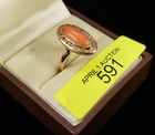 14K YELLOW GOLD AND CORAL RING, SZ-6.5,