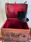 97. Leather hat box w/top hat