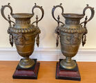 164. Pr. Bronze urns w/lion handles