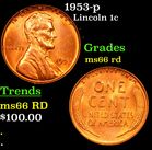 1953-p Lincoln Cent 1c Grades GEM+ Unc