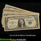 Lot of 10 $1 Silver Certificates