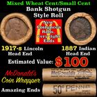 Mixed small cents 1c orig shotgun roll,