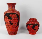  Preview image for Lot# 392 - 2 Chinese Carved Cinnabar Lac 