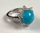  Preview image for ROUND TURQUOISE AND DIAMOND RING, 14K 