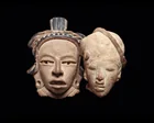  Preview image for Pair of Veracruz Ceramic Heads, Bitumen 