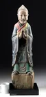  Preview image for 19th C. Qing Dynasty Wood Lohan Statue, 