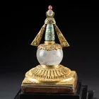  Preview image for Tibetan Gilt Copper Chorten Reliquary, 