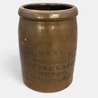  Preview image for Stoneware storage jar, brown glaze, Jas. 