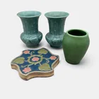  Preview image for Four Rookwood items, two matching vases, 