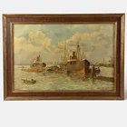  Preview image for Oil on Canvas Northern European Shipyard 