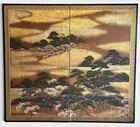  Preview image for Large Japanese Two-Panel Screen Painting 