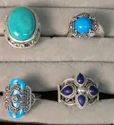  Preview image for Lot# 410 - 4 Sterling Silver Rings.  Tur 