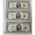  Preview image for (3) 1963 Us Red Seal $5 Notes 