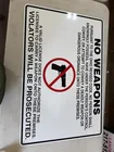  Preview image for Lot# 195 - No weapons sign, metal, 36x24 