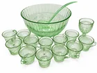  Preview image for GREEN GLASS PUNCH BOWL SET, WITH 12 CUPS 