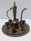  Preview image for ORNATE BRASS TONE EWER SET WITH 6 