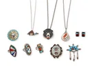  Preview image for Ten Zuni-style sterling silver and stone 