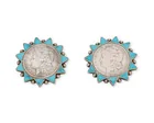  Preview image for A pair of Zuni silver coin and turquoise 