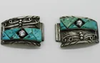  Preview image for STERLING TURQUOISE WATCH ENDS, MARKED E 