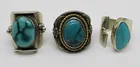  Preview image for THREE STERLING TURQUOISE RINGS, MEXICO & 