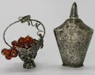  Preview image for STERLING PERFUME BOTTLE & AMBER BASKET 