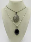  Preview image for TWO STERLING SILVER ONYX MARCASITE 
