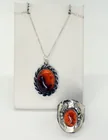  Preview image for STERLING SILVER AMBER PENDANT & RING SET 