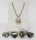  Preview image for STERLING GEMSTONE RING SET & PENDANT 