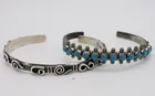  Preview image for 2 STERLING CUFF BRACELETS, ONE TURQUOISE 