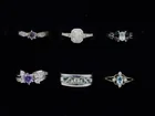  Preview image for SIX STERLING RINGS, DIAMOND, MOISSANITE, 