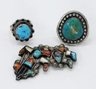  Preview image for ZUNI INLAY BROOCH & STERLING TURQUOISE 