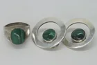  Preview image for TAXCO STERLING MALACHITE RING & EARRINGS 