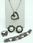  Preview image for STERLING MARCASITE PEARL JEWELRY SET, 